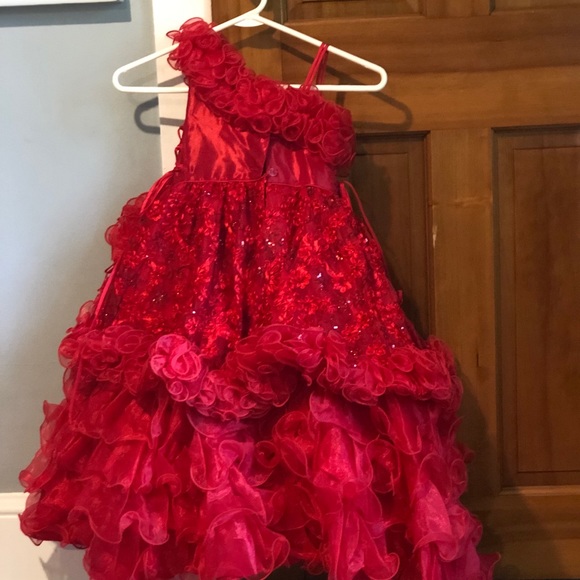 Red flower girl dress